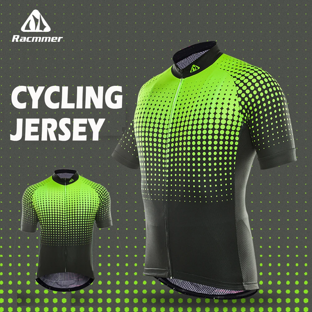 Велосипедная трикотажная флуоресцентная зеленая мужская одежда с коротким