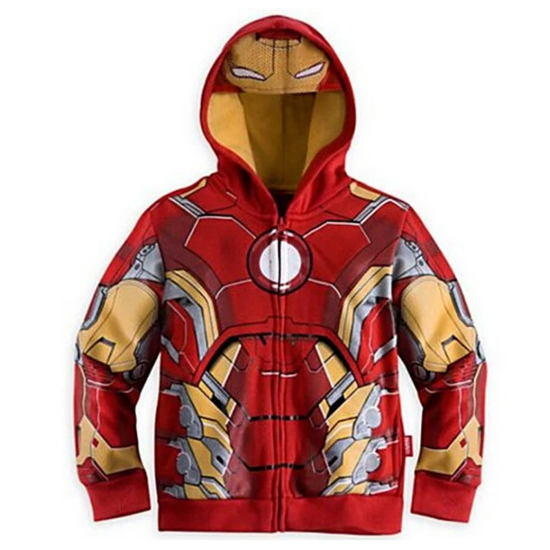 Marvel Sweatshirt Hulk Spider-Man Captain America Avengers Sweater Cartoon Top Zipper Hoodie Children's Clothes