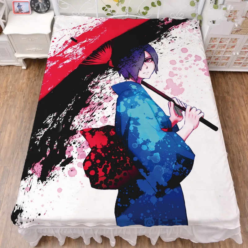 Prezzo Coscase Anime Giapponese Tokyo Ghoul Kaneki Ken Kirishima Toka Lenzuolo In Fibra Di Latte E Coperta Di Flanella Trapunta Estiva 150X200CM