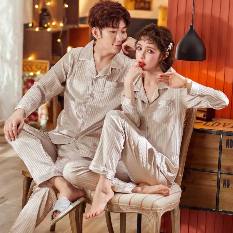 Пижама для пары мужчин и женщин из вискозного волокна пикантный тонкий Шелковый