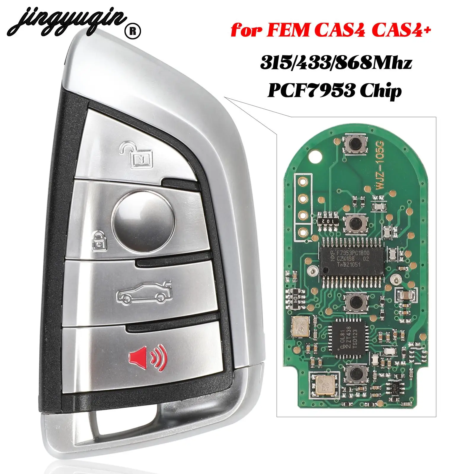 

jingyuqin 3 Buttons For BMW F FEM CAS4 5 7 Series X5 X6 2014+ Smart Remote Key 315/434/868Mhz PCF7953P Chip Fob Keyless Entry