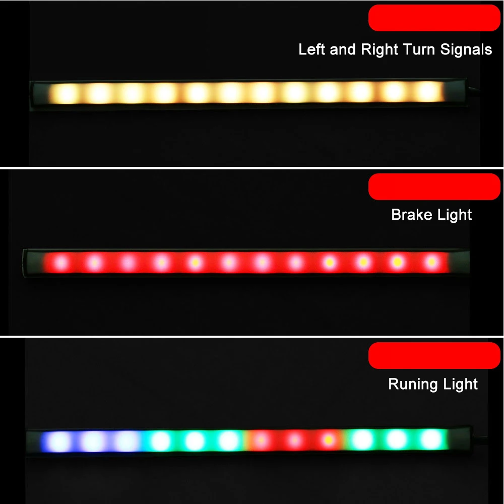 

Motorcycle Light Bar Motorcycle Tail Lamp Brake Stop Turn Signal Light License Plate Light 6000K 1.44W 12V