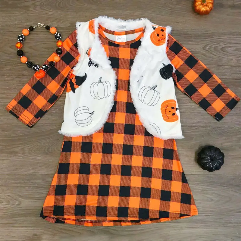 Осеннее рождественское платье одежда для малышей девочек Хлопковое в клетку с