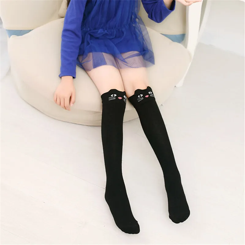 Cotton Cartoon Children's Baby Fox Socks With Bear Knee Highs Long Cute Infantil Kids for Girls kniekousen 3-12 Years old 1pcs