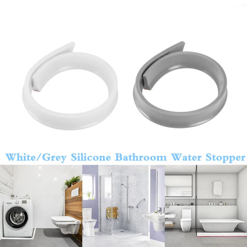 

1/2M Silicone Bathroom Water Stopper Blocker Shower Dam Non-slip Dry And Wet Separation Flood Barrier Door Bottom Sealing Strip