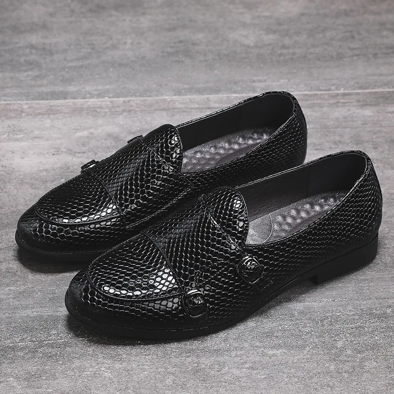 

2020 Newest Crocodile Skin Loafers Men Leather Shoes Summer Slip on Casual Black Dress Shoes Man Big Size 38-48 Comfortable Flat