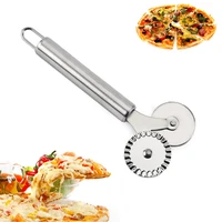 stainless steel double wheel pizza knifes cutter pancake pastry pie slicer stainless steel cutter pizza knife cake wheels tools