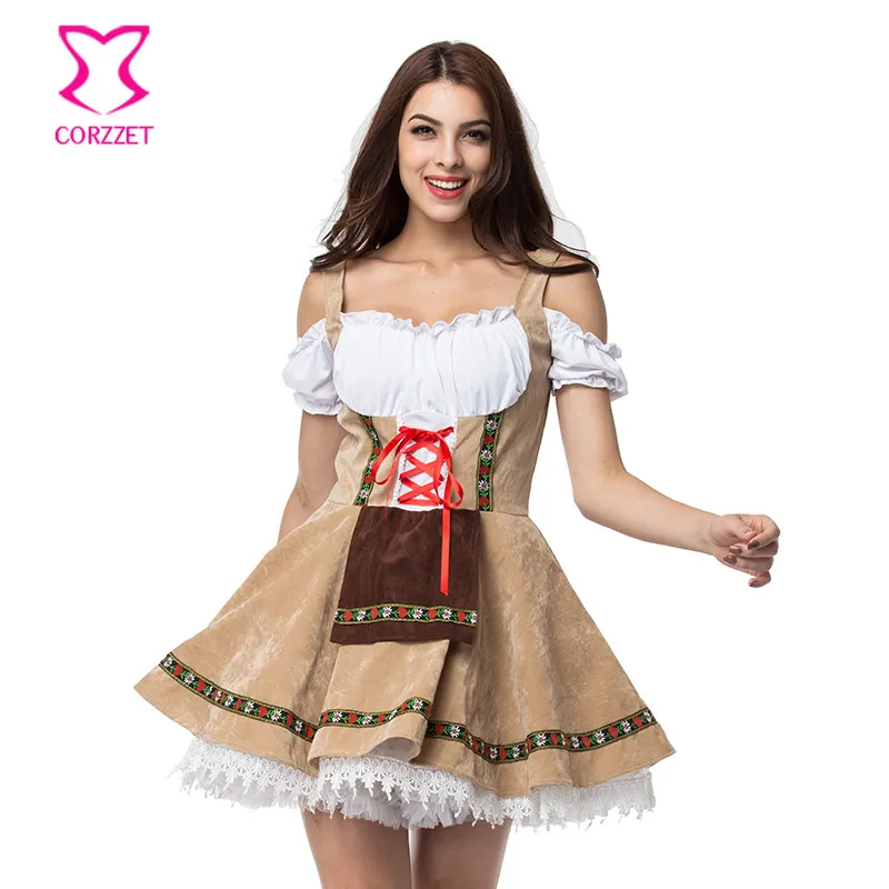 

Хаки Октоберфест пивная девушка костюм горничной закалка немецкая традиция Баварская дирндл маскарадное платье дегуменция Хэллоуин костю...