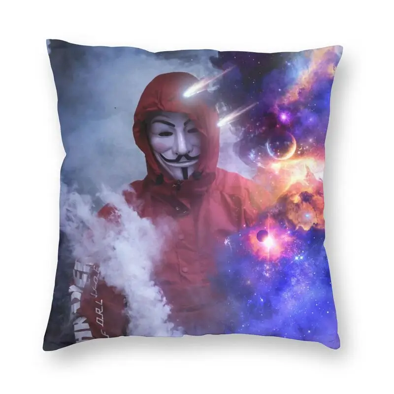 

Space Guy Fawkes Anonymous Cushion Cover Sofa Home Decorative V For Vendetta Square Pillow Cover 40x40