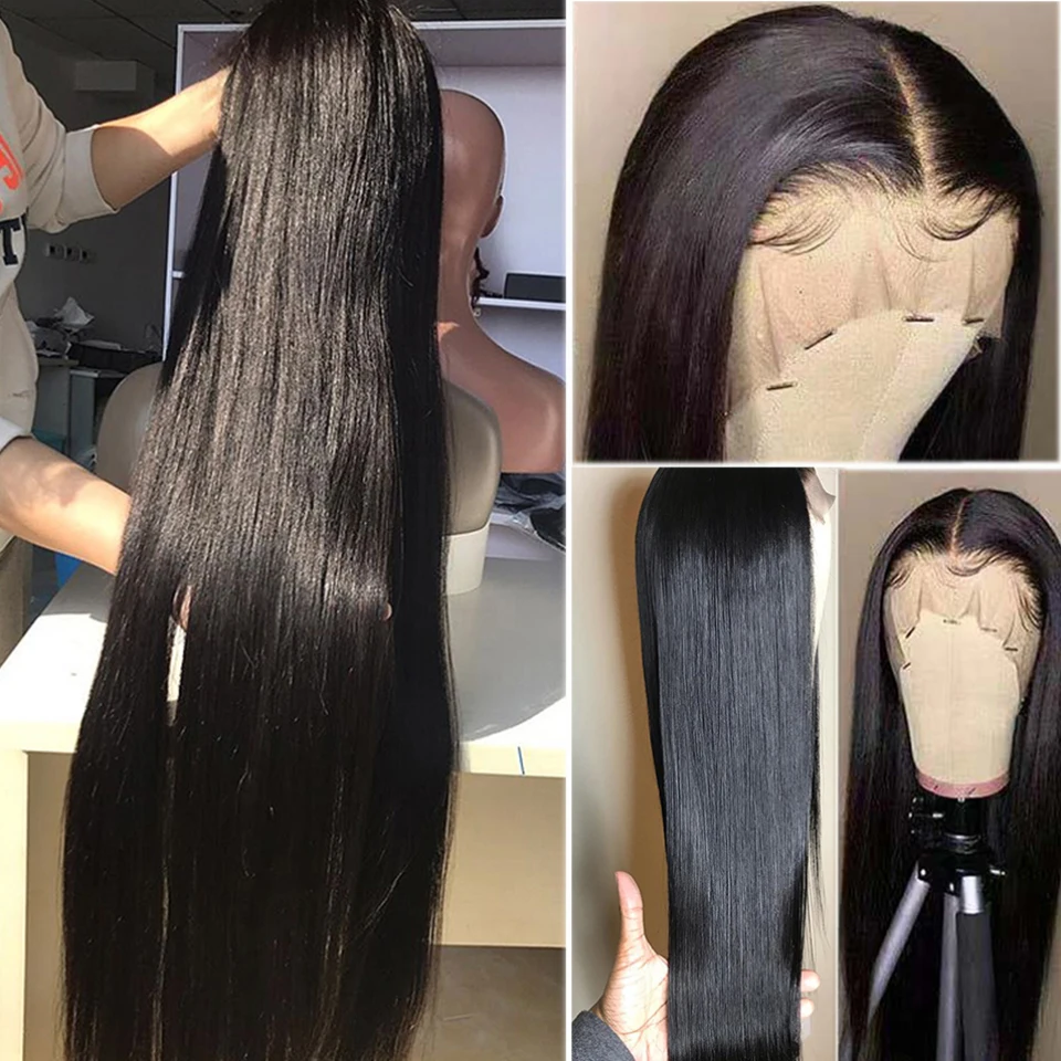 

40 42 Inch Brazilian Straight 5x5 6x6 Closure Wig For Black Women 13x6 HD Lace Frontal Bone Straight Lace Front Human Hair Wigs
