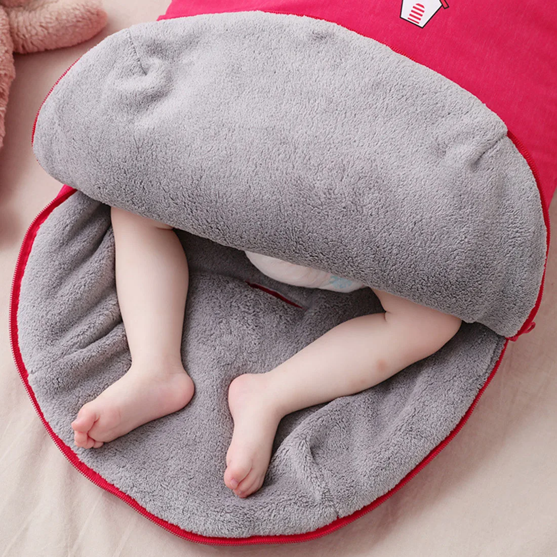 Милый спальный мешок с медвежьими ушками для малышей зимняя коляска муфта ног