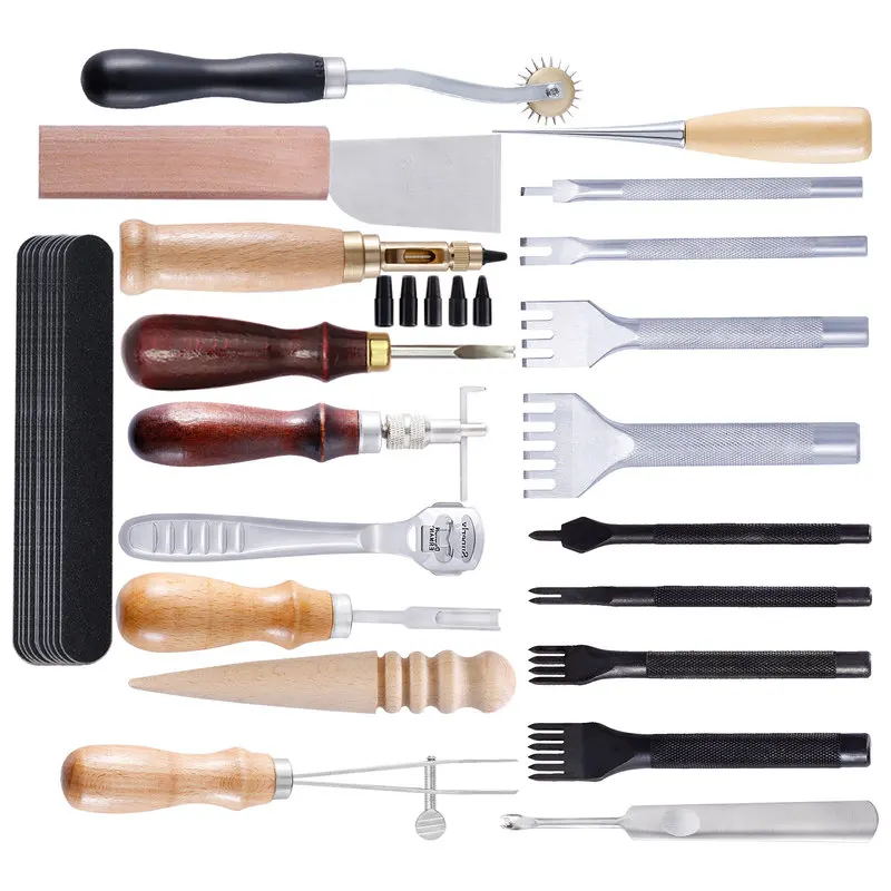 Профессиональный набор инструментов для кожевенного ремесла шитья резьбы