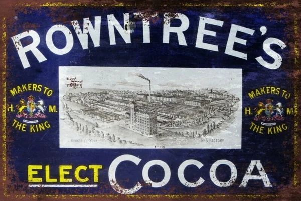 

Rowntree'S Chocolate Cocoa Advert Aged Look Vintage Retro Style Metal Sign