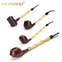 muxiang handmade wooden pipes for smoking briar wood straightbent type pipes smoke tobacco dismountable handle pipe aa0362s 76