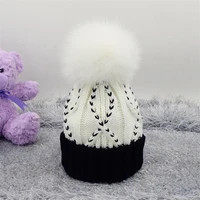 real fox fur pom poms winter woman wool hats high quality knitted thicken warm casual skullies beanies