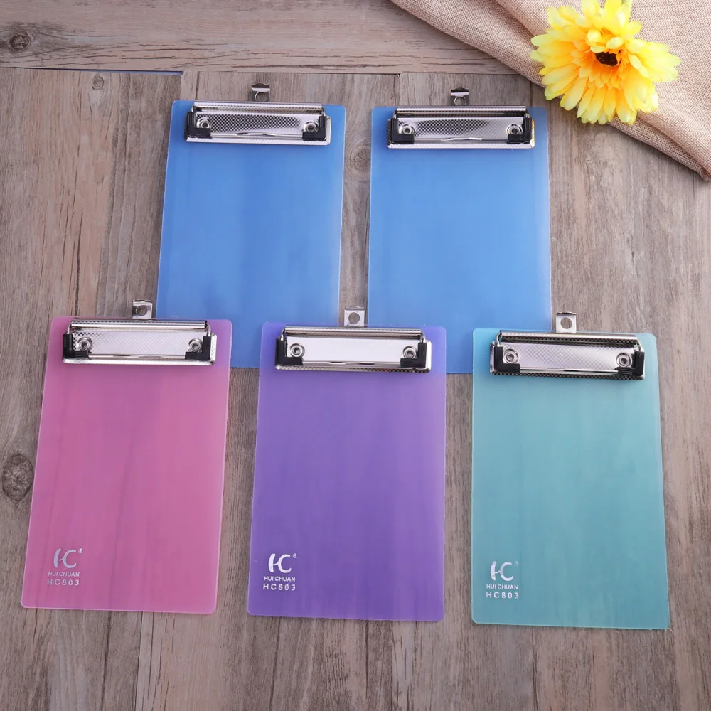 

5 Pack Mini Transparent Clipboard Tiny A6 Clip Boards Colourful Clipboard Memo Size Low Profile Clip (Random Color)