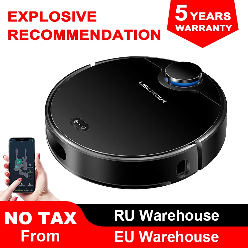 Liectroux ZK901 Lidar Robot Vacuum Cleaner,Laser Navigation&Mapping,Breakpoint Resume Cleaning,5KPa Suction,VoiceControl,Wet Mop