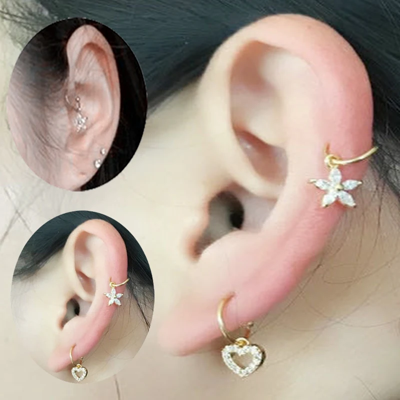 

New Fashion Ear Piercing Surgical Steel Hoop Zircon Helix Cartilage Conch Earring Tragus Ring Sell Like Hot Cakes Body Jewelry