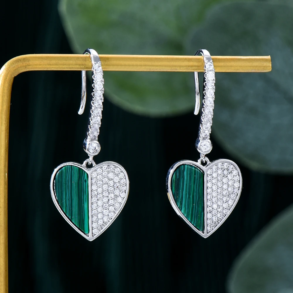 Двухцветные серьги-подвески Kellybola в форме сердца с фианитом женские повседневные