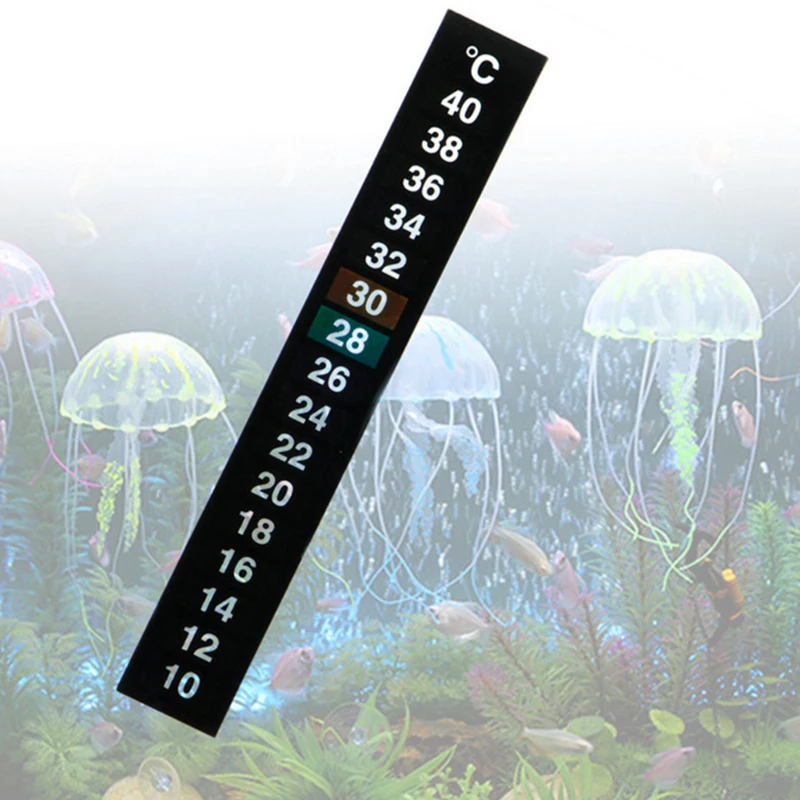 

High 10-40 Degree Aquarium Fish Tank Liquid Thermometer Temperature Sticker Stick-on Fahrenheit Digital Adhesive Strip Sticky UE