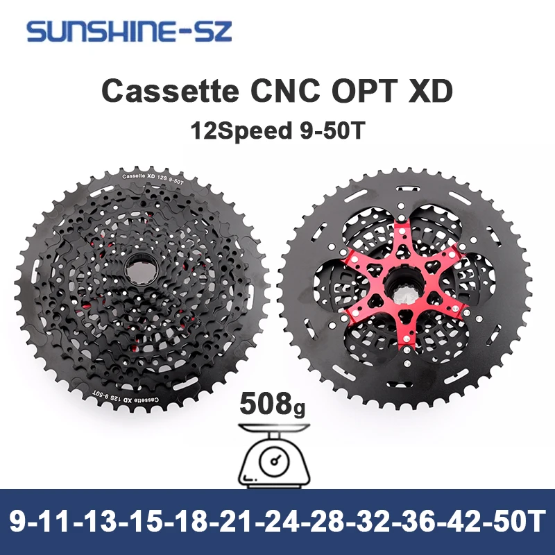Сверхлегкая кассета маховика SUNSHINE для SRAM XD k7 11/12 Скоростей 9-42/46/50T 375 г