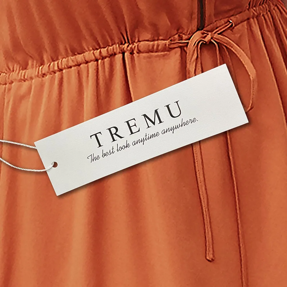 

TREMU Zippers Plus Size Dress Strap V-Neck Cotton Casual Solid A Line Short Elastic Waist Women Dresses Summer