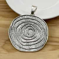 2 pieces large vortex swirl spiral irregular round silver color charms pendants for necklace jewelry making accessories 73x57mm