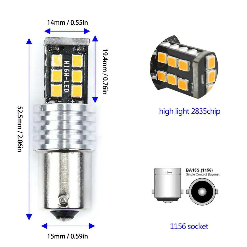 2 шт. светодиодсветодиодный лампы для указателей поворота 1156 P21W 3157 BA15S 15SMD 2835 |