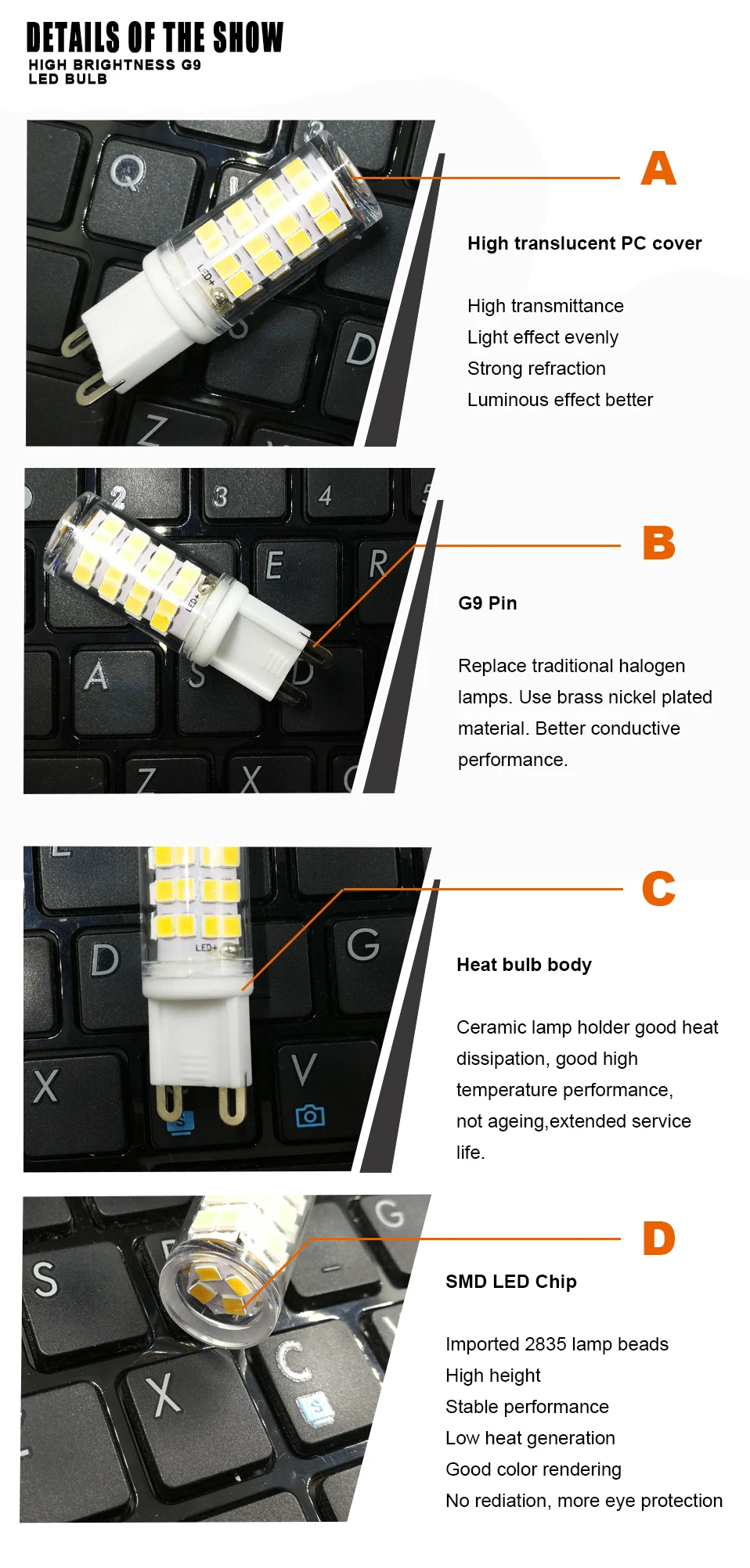 Без мерцания G9 светодиодный светильник AC85-265V 5 Вт SMD2835 Светодиодный точечный светильник с высоким люменом PC керамическая лампочка Заменяет 40 Вт галогенный светильник для люстры