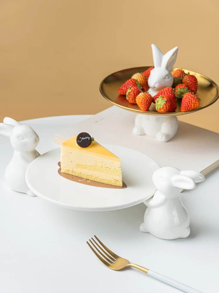 

Керамические тарелки в виде кролика, поднос в виде Пасхальных Кроликов, белый керамический поднос для десертов, закусок, подставка для торт...