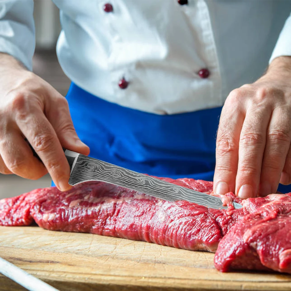 Подарочные кухонные ножи Защита краев ножны лазерный узор дамасский нож резак