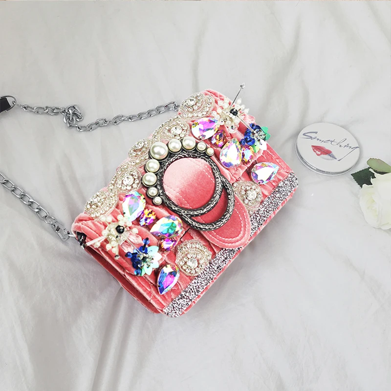 Роскошная винтажная женская сумка ручной работы с бисером и стразами клатч