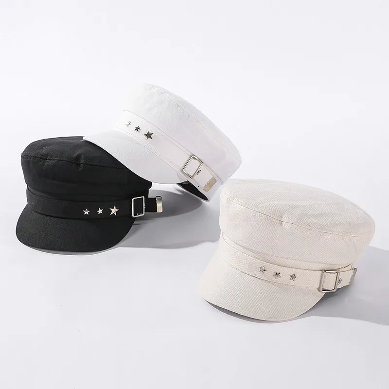 

Кепка женская с плоским верхом, восьмиугольная в стиле милитари, с пятиконечной звездой, шапка в стиле милитари с плоским верхом, Молодежная...