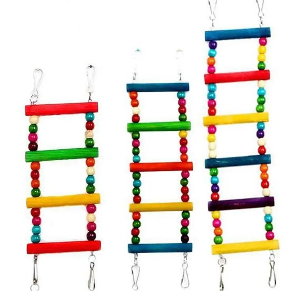 

Colorful Wooden Bead Climbing Ladder Parrot Toy Rotating Ladder For Parrot