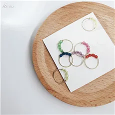 AOMU, японское кольцо в форме сердца, цветные кристаллы, стразы, металлическое, золотое, размер, регулируемое кольцо для женщин, ювелирный набор