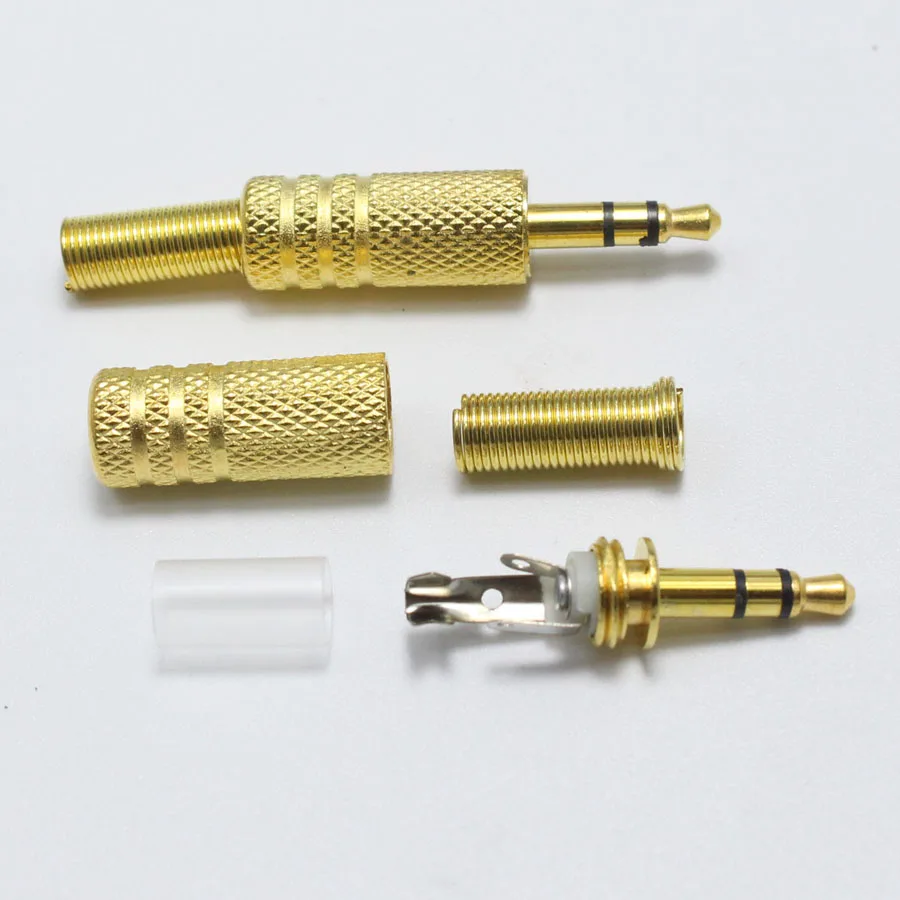 5 штук золотых покрытых разъемов 3,5 мм с 2 полюсами и 3 полюсами аудио-разъема. 3,5 мм штекеры моно наушников с одним дорожкой.