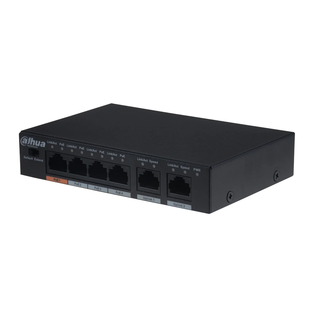 Dahua 4CH PoE коммутатор DH-S1500C-4ET2ET-DPWR Ethernet с 250 м мощность транзитного расстояния