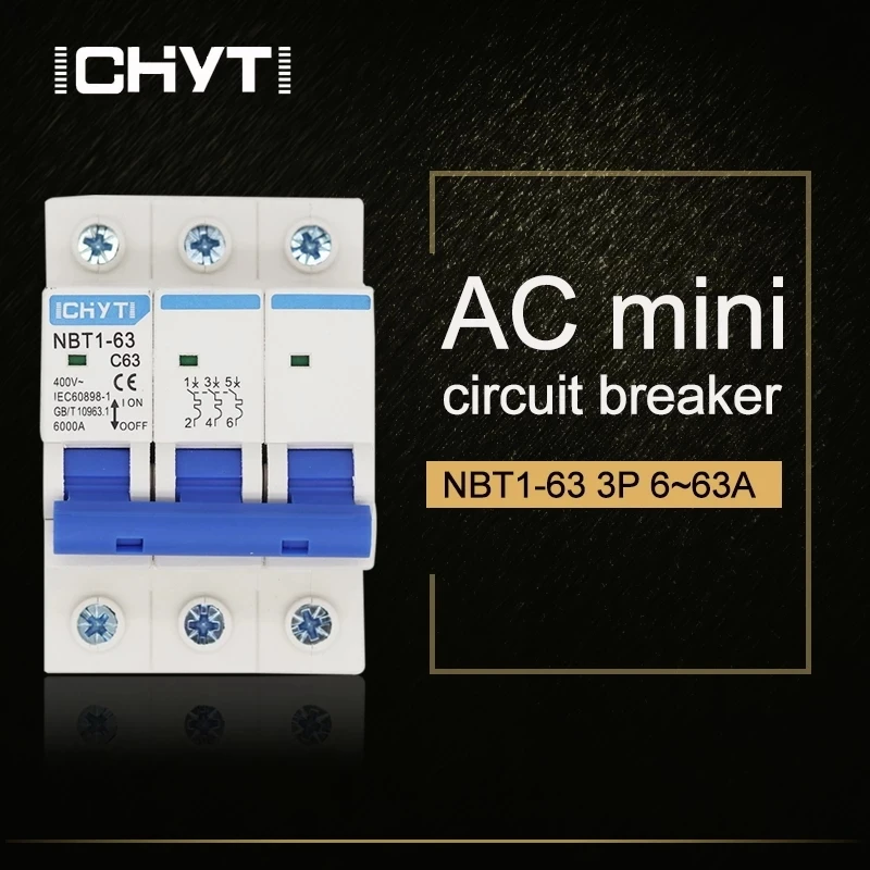 

Household Miniature Circuit Breaker C type AC MCB NBT1-63 3P 6A 10A 16A 20A 25A 32A 40A 50A 63A