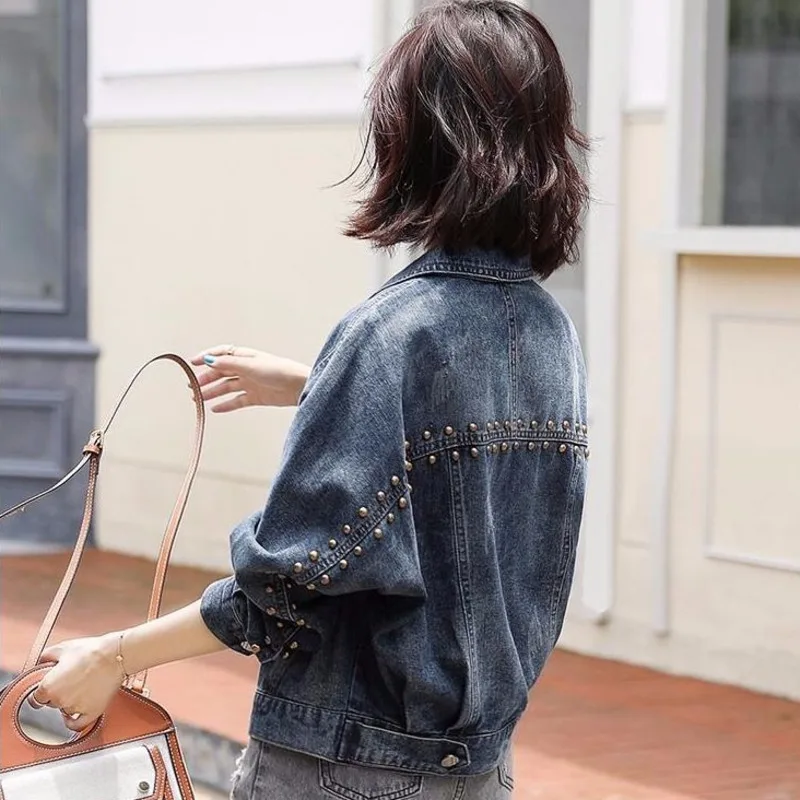

Fashion Denim Jacket Women Short 2021 Spring Autumn New Korean Students Loose Thin Popular Long-sleeved Jeans Coat Female Femme