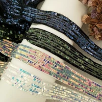 1 yards 30mm colorful sequin embroidery lace trims ribbons diy craft clothes bag sewing material
