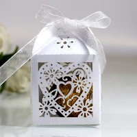 10pcs love heart hollow flower box candy gift box packaging wedding cardboard dragee cookie bags gift bags wrapping supplies