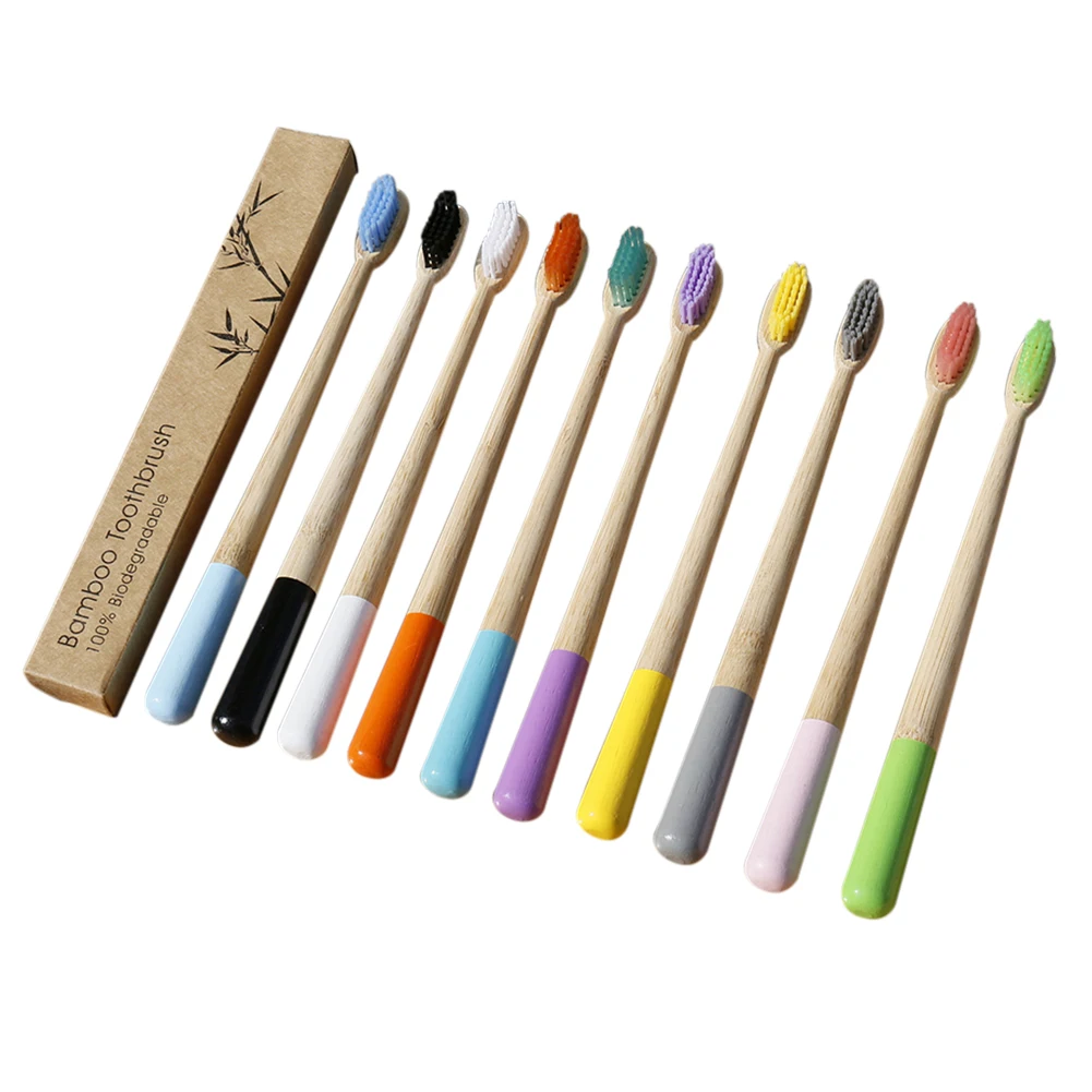 

10pc Wooden Toothbrush Color Bamboo Handle Soft Fibre Eco-friendly Teeth Dental Cleaning Healthy Products Cleaning For Adults