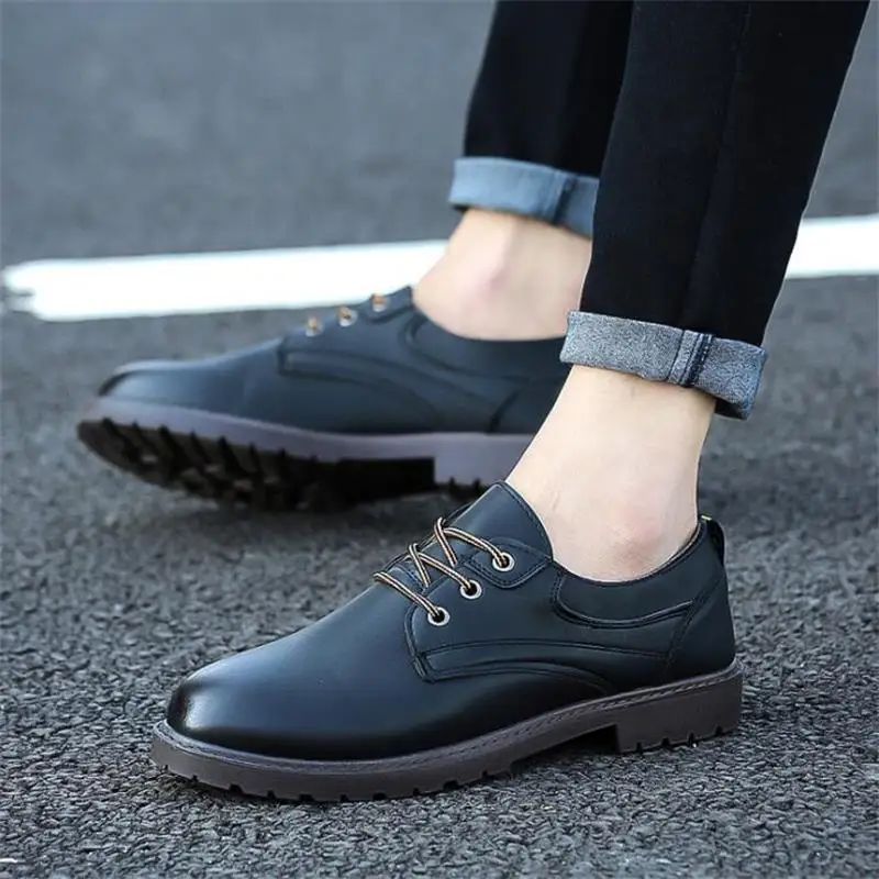 2020 Spring New Men's Sports Business Casual Leather Shoes Korean Trend Youth Wild Multi-color Round Head Board | Обувь