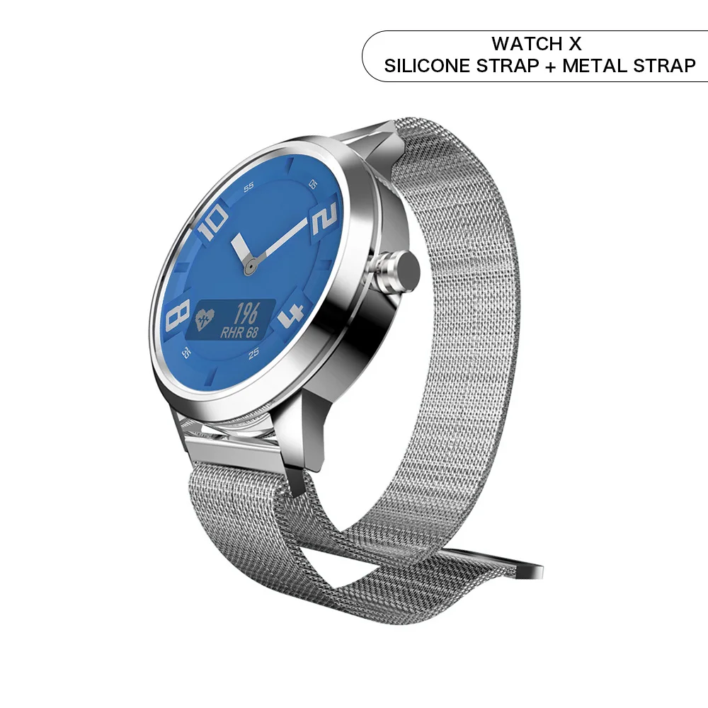 Watch-X-Blue-Silver Lenovo Смарт часы X Sports Edition BT5.0 световой указатель Smartwatch OLED экран двойной слой силиконовый ремешок наручные часы - Цвет: Watch-X-Blue-Silver