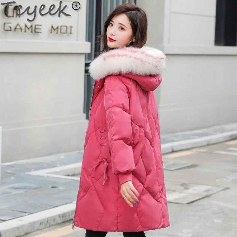 

Tcyeek Coat Female Winter 2020 clothes White Duck Down Jackets for Woman Real Fur Collar Parkas Female Long Clothing Ropa 199