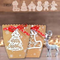 1224pcs christmas snowflake kraft paper candy box gift food cookie candy packaging gift favor box merry christmas party decor