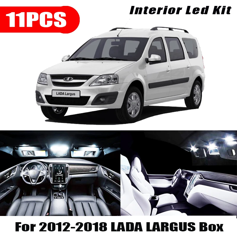 Белые светодиодные с Canbus лампы 11 шт. светильник для салона LADA LARGUS 2012-2016 2017 2018 |