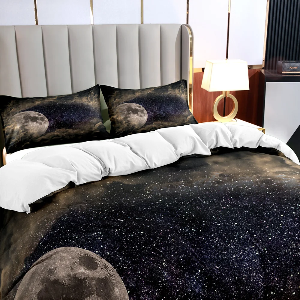Постельное белье наборы пододеяльников с черным узором в виде облака и Луны для