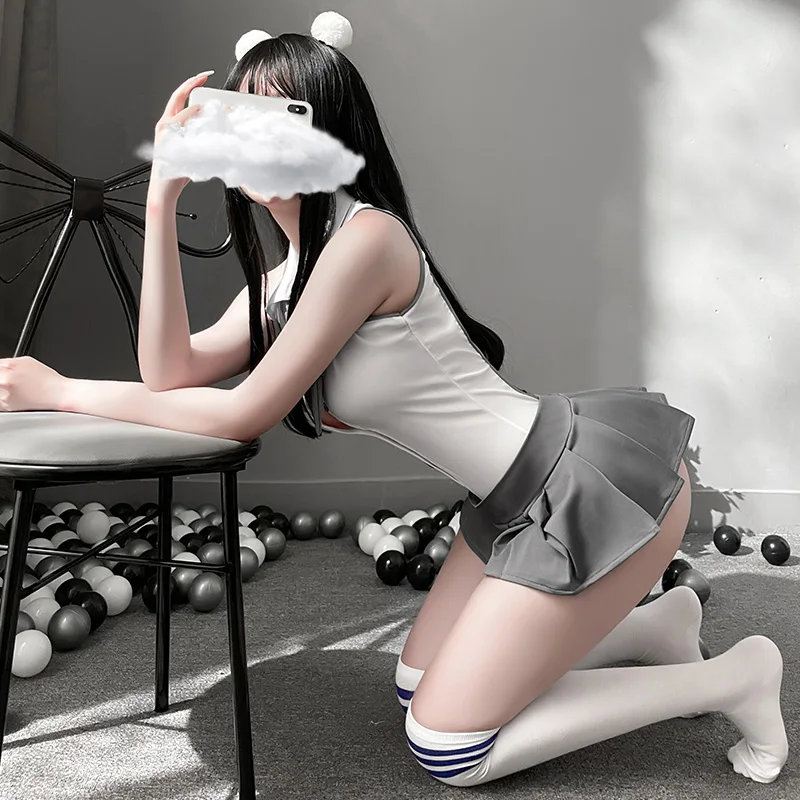 Соблазнительное Нижнее белье Cheer Learder костюмы для косплея Цельный боди Тедди с