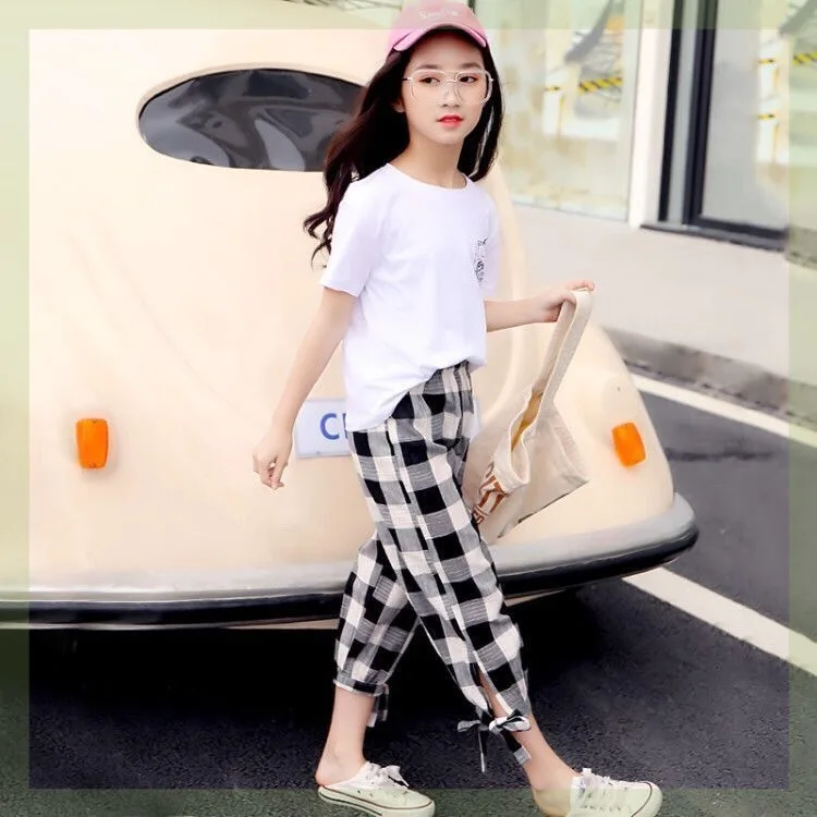 Комплект из двух предметов для девочек подростков футболка и повседневные